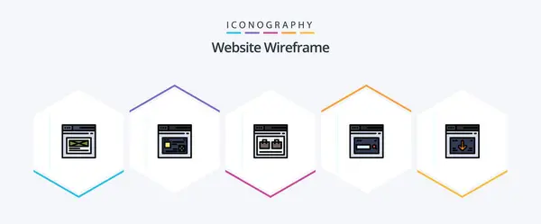 Website Wireframe Filledline Icon Pack Including Web Internet Website Search — Stok Vektör