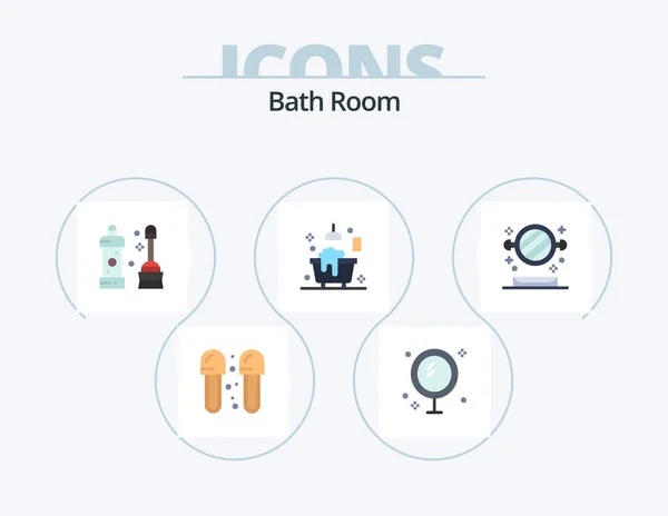 Bath Room Flat Icon Pack Icon Design Shower Bathroom Mirror — Stock Vector