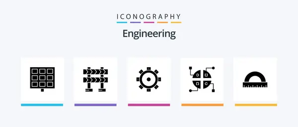 Engineering Glyph Icon Pack Including Ruler Setting Measure Angle Creative — Vettoriale Stock