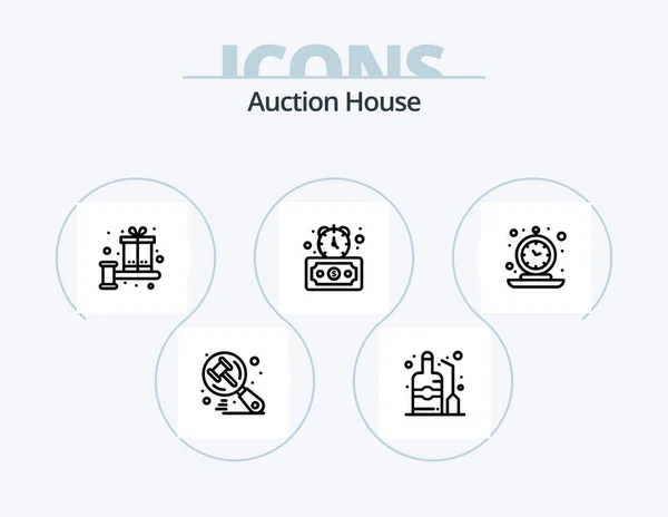 Auction Line Icon Pack Icon Design History Art Scales Frame — Stok Vektör