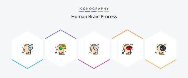 Human Brain Process Filledline Icon Pack Including Mind Human Mind — Stockový vektor