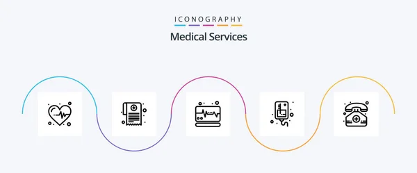 Medical Services Line Icon Pack Including Phone Medical Monitor Hospital — Stockvector