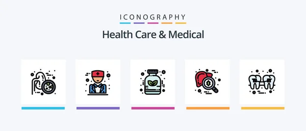 Health Care Medical Line Filled Icon Pack Including Male Medicine — Archivo Imágenes Vectoriales
