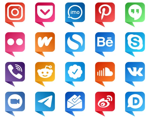Chat Bubble Style Social Media Brand Icons Pack Chat Behance — Stok Vektör