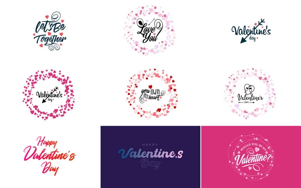 Happy Valentine Day Greeting Card Template Floral Theme Pink Color — Stok Vektör