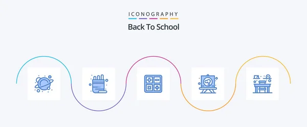 Back School Blue Icon Pack Including Education Board Back School — Wektor stockowy