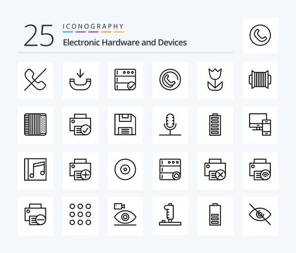 Devices Line Icon Pack Including Accordion Macro Database Flower Sign — Stok Vektör
