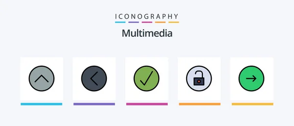 Multimedia Line Filled Icon Pack Including Internet Media Player Multimedia — 图库矢量图片