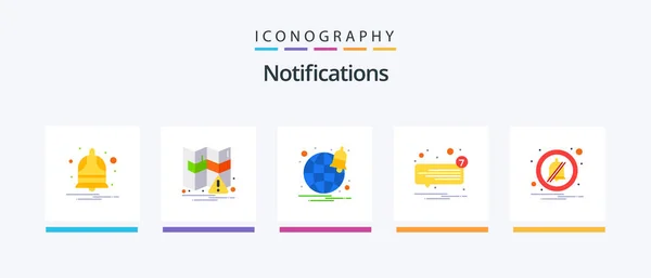 Notifications Flat Icon Pack Including Alarm Notification Unread Sms Creative — Stock Vector