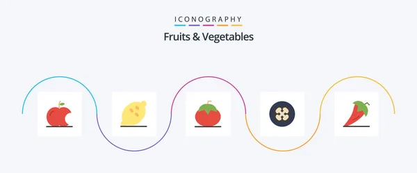 Fruits Vegetables Flat Icon Pack Including Vegetarian Food Food Fajita — ストックベクタ