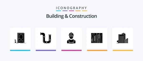 Building Construction Glyph Icon Pack Including Design Furniture Water Tile — Vettoriale Stock