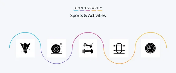 Sports Activities Glyph Icon Pack Including Physic Crew Shooting Recreation — Stock vektor