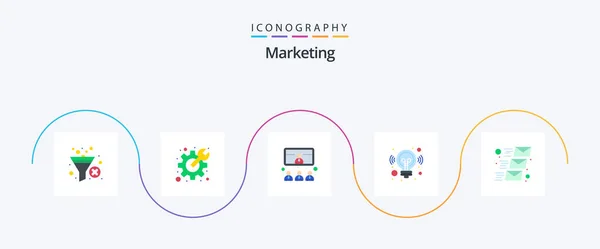 Marketing Flat Icon Pack Including Email Marketing Call Business Video — Stok Vektör
