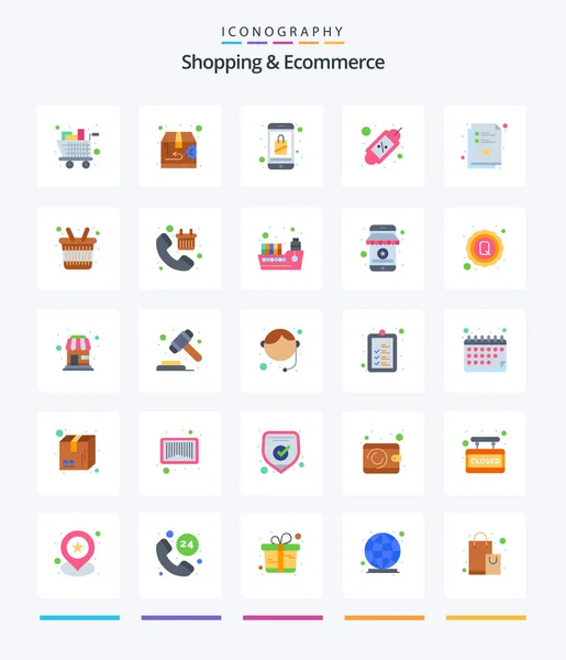 Creative Shopping Ecommerce Flat Icon Pack Checklist Discount Bag Tag — Image vectorielle
