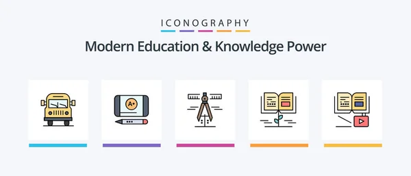 Modern Education Knowledge Power Line Filled Icon Pack Including Lession — Image vectorielle