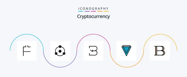 Cryptocurrency Line Filled Flat Icon Pack Including Coin Crypto Currency — Stock Vector