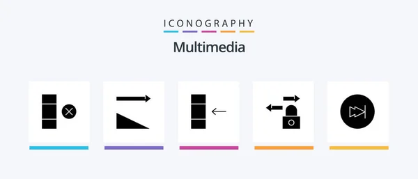 Multimedia Glyph Icon Pack Including Multimedia Import Forward Arrow Creative — Stockvector