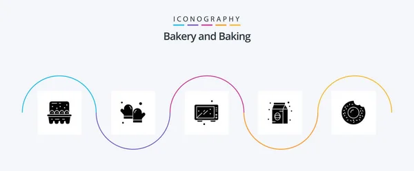 Baking Glyph Icon Pack Including Donut Food Baking Coffee Oven — ストックベクタ