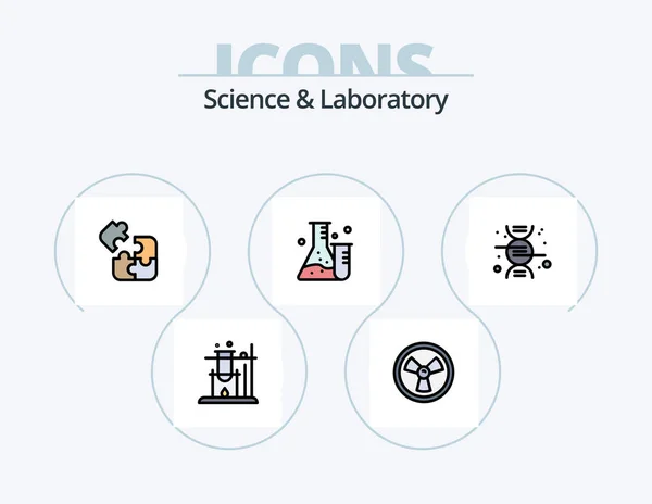 Science Line Filled Icon Pack Icon Design Cell Lab Bomb — Archivo Imágenes Vectoriales