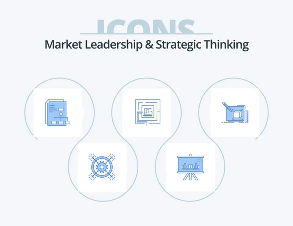 Market Leadership Strategic Thinking Blue Icon Pack Icon Design Pertinent — Stock vektor