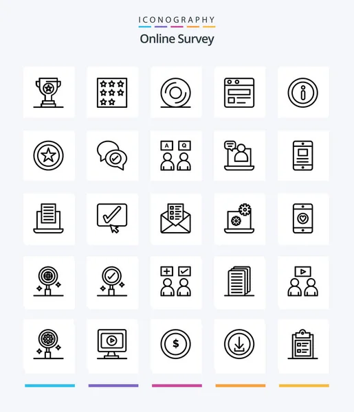 Creative Online Survey Outline Icon Pack Web Office Disk — Stockový vektor
