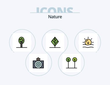Nature Line Filled Icon Pack 5 Icon Design. globe. tree. eco. park. entertainment