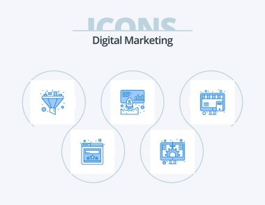 Digital Marketing Blue Icon Pack 5 Icon Design. marketing. online. funnel. buy. marketing
