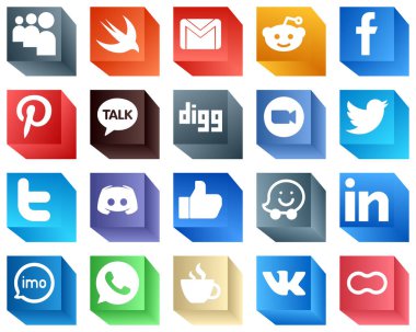 20 Unique 3D Social Media Icons such as tweet. meeting and zoom icons. High-definition and professional