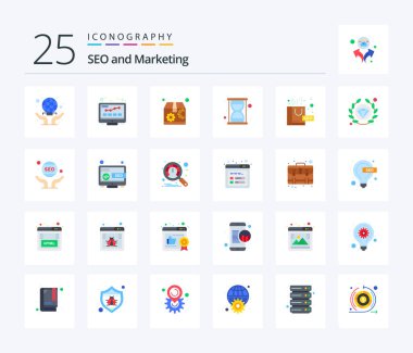 Seo 25 Flat Color icon pack including seo package. package. marketing. complex. seo