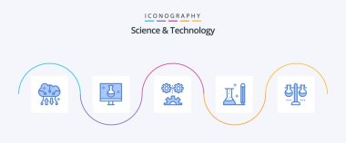 Science And Technology Blue 5 Icon Pack Including knowledge. education. echography. technology. engineering science