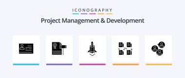 Project Management And Development Glyph 5 Icon Pack Including data. file. gravel. exchange. marketing. Creative Icons Design
