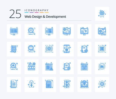 Web Design And Development 25 Blue Color icon pack including coding. web design. code. web. design