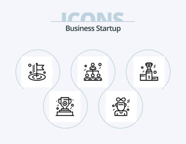 Business Startup Line Icon Pack 5 Icon Design. market. business. diamond. building. leadership