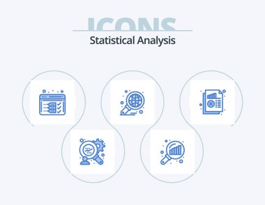 Statistical Analysis Blue Icon Pack 5 Icon Design. chart. document. optimize. report. global