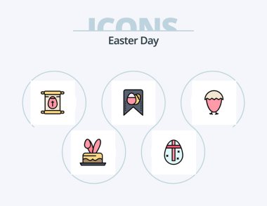 Easter Line Filled Icon Pack 5 Icon Design. easter. egg. egg. egg. decoration