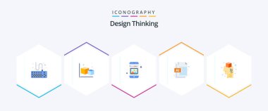 Design Thinking 25 Flat icon pack including brain. document. object. ai. phone
