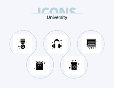 University Glyph Icon Pack 5 Icon Design. board. gold. support. audio