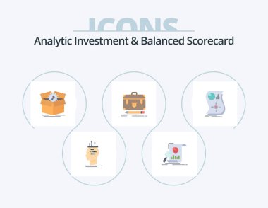 Analytic Investment And Balanced Scorecard Flat Icon Pack 5 Icon Design. financial. briefcase. financial. work. productivity
