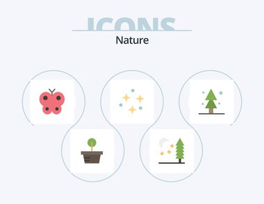 Nature Flat Icon Pack 5 Icon Design. tree. nature. easter. forest. space