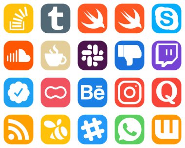 20 Elegant Social Media Icons such as twitch. dislike. soundcloud. slack and streaming icons. Gradient Icon Set