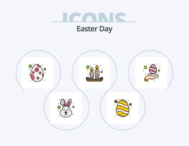 Easter Line Filled Icon Pack 5 Icon Design. color. cross. insect. christian. hand