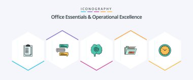 Office Essentials And Operational Exellence 25 FilledLine icon pack including . zip. talks. file. psychology