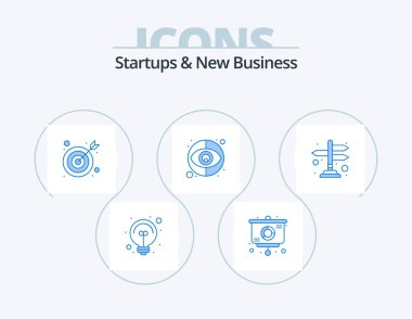 Startups And New Business Blue Icon Pack 5 Icon Design. . ways. target. way. direction