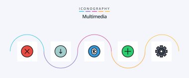 Multimedia Line Filled Flat 5 Icon Pack Including setting. media p. bluetooth. media. wireless