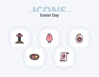 Easter Line Filled Icon Pack 5 Icon Design. bottle. wine. flower. rabbit. bynny