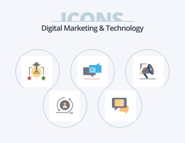 Digital Marketing And Technology Flat Icon Pack 5 Icon Design. atoumation. digital. bulb. viral marketing. viral