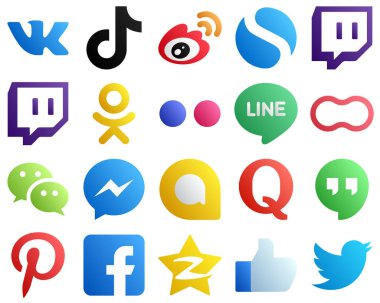 20 Unique Gradient Social Media Icons such as mothers. line. china. yahoo and odnoklassniki icons. Eye catching and high definition
