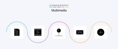 Multimedia Glyph 5 Icon Pack Including add. message. pin. mail. envelope