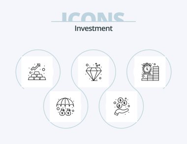 Investment Line Icon Pack 5 Icon Design. protection. money. investment. deposit. finance