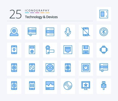 Devices 25 Blue Color icon pack including allowed. products. admin. microphone. devices